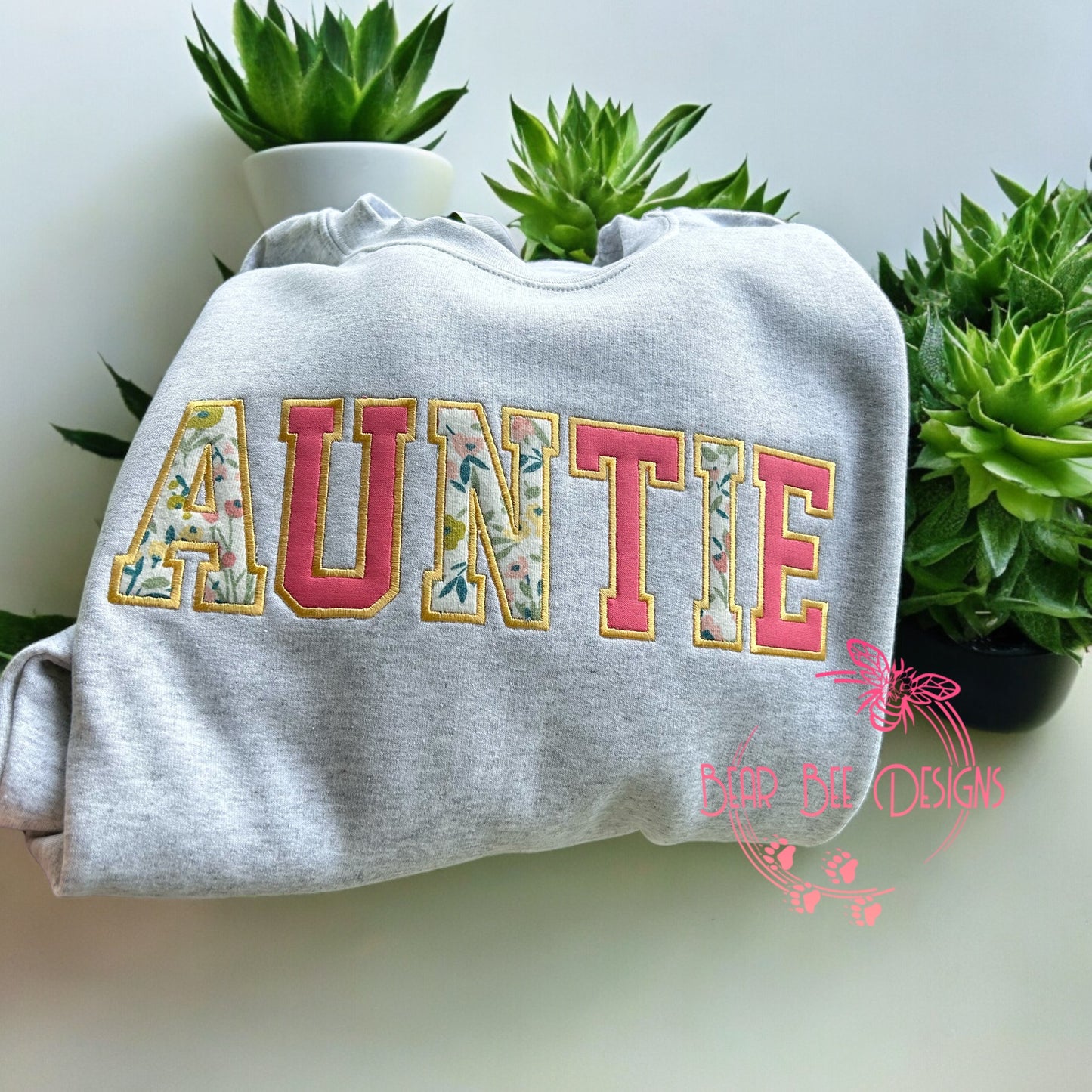 Adult Mama /Auntie / Grandma Embroidered Onesie Applique Crewneck Sweatshirt