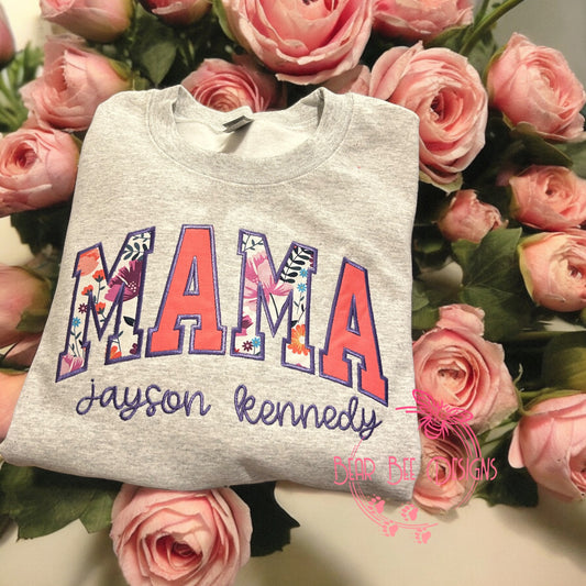 Adult Mama /Auntie / Grandma Embroidered Applique Crewneck Sweatshirt